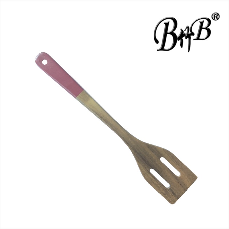 wooden spoon with color handle