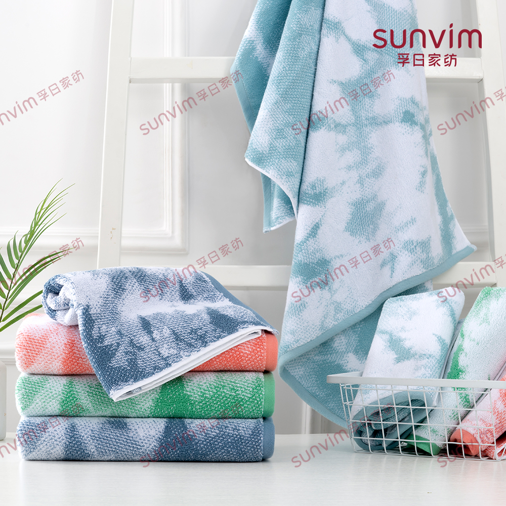 Weak twist imitation tie-dyed jacquard towel