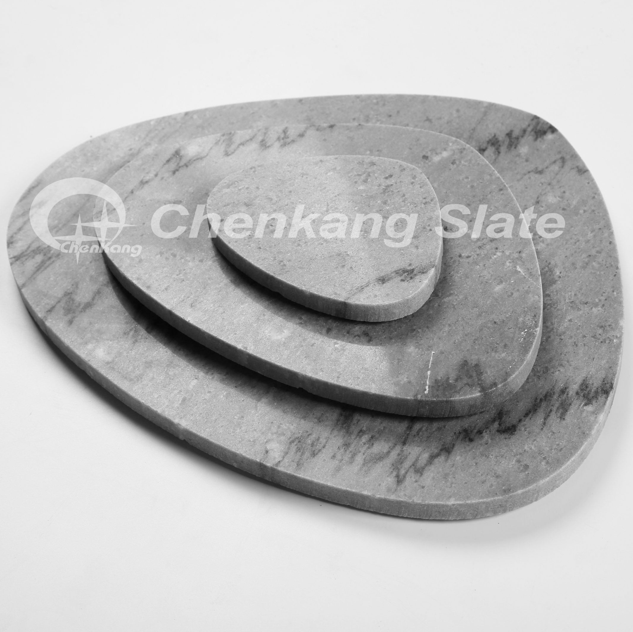 Grey marble food serving board pebble shape
