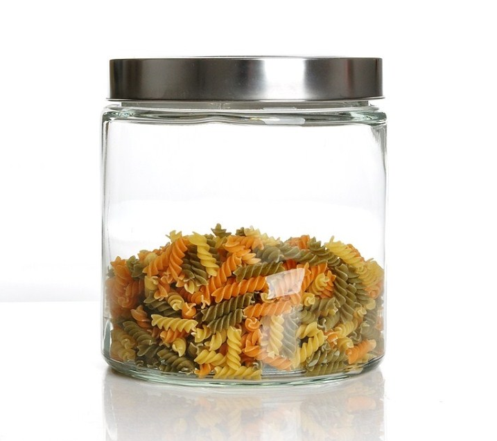 Food glass storage container with stainless steel cover