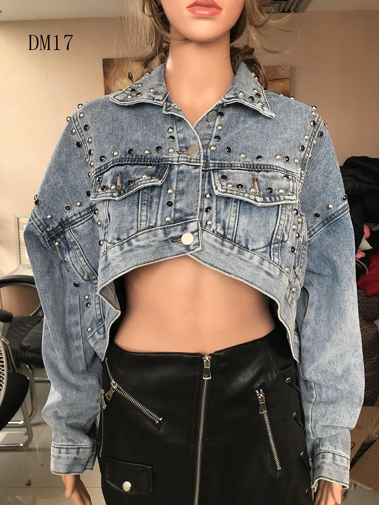 Ladies Print Embroidered Beaded Denim Jacket