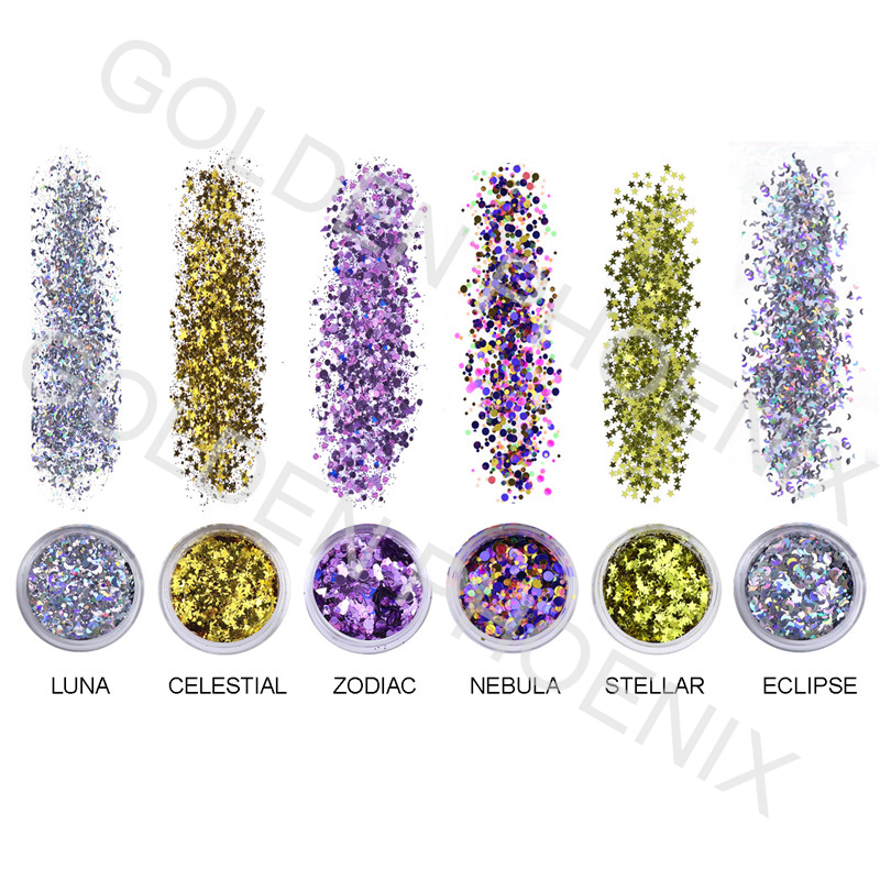 Cosmetic Grade Body Art Holographic laser Chunky Glitter for Face Eyes and Hair Makeup