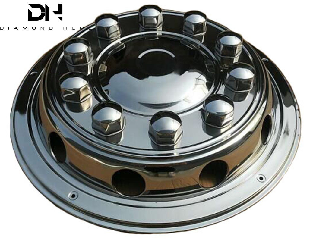 22.5 inch front deluxe style truck accessories stainless steel wheel cover simulator