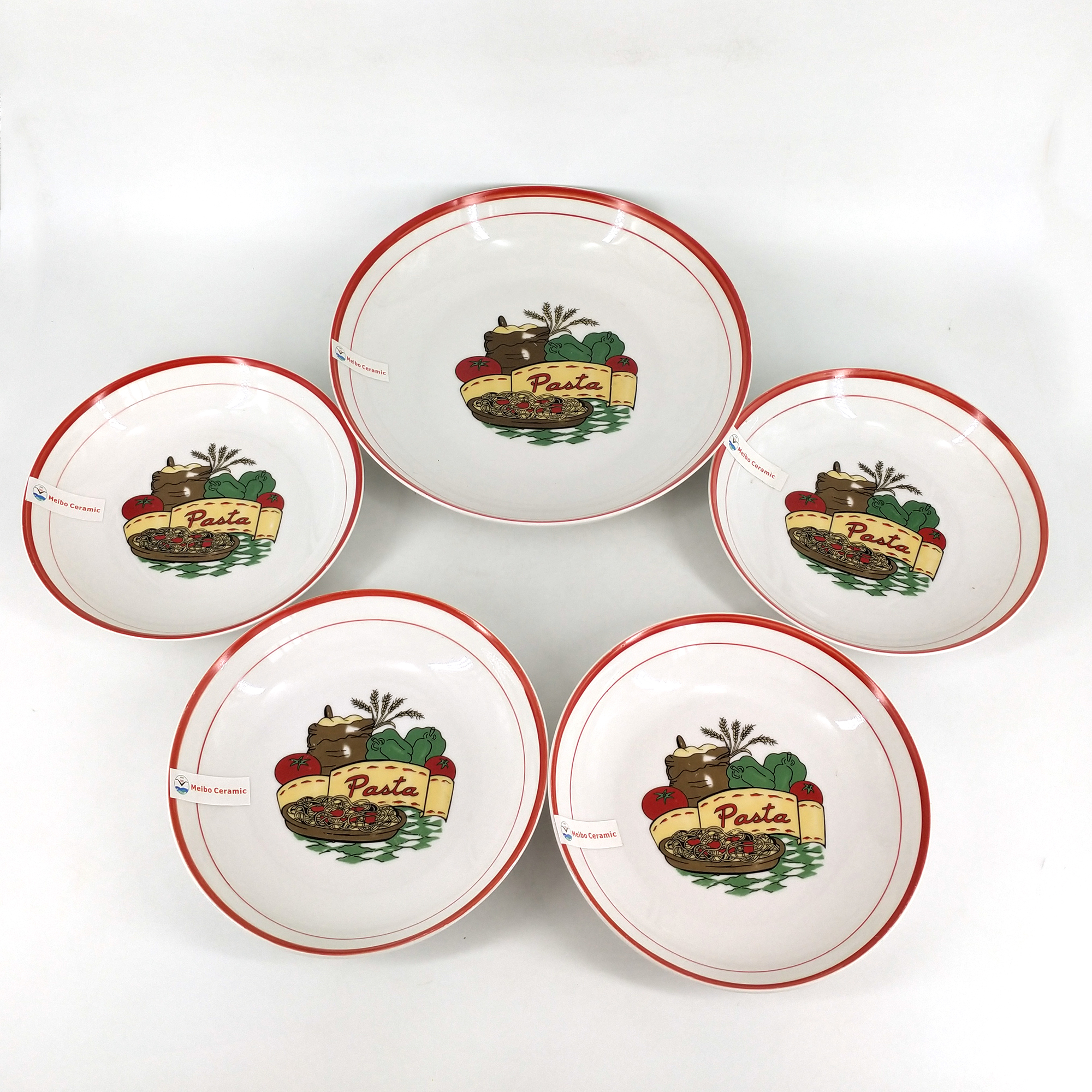 new design porcelain with decal pasta plat