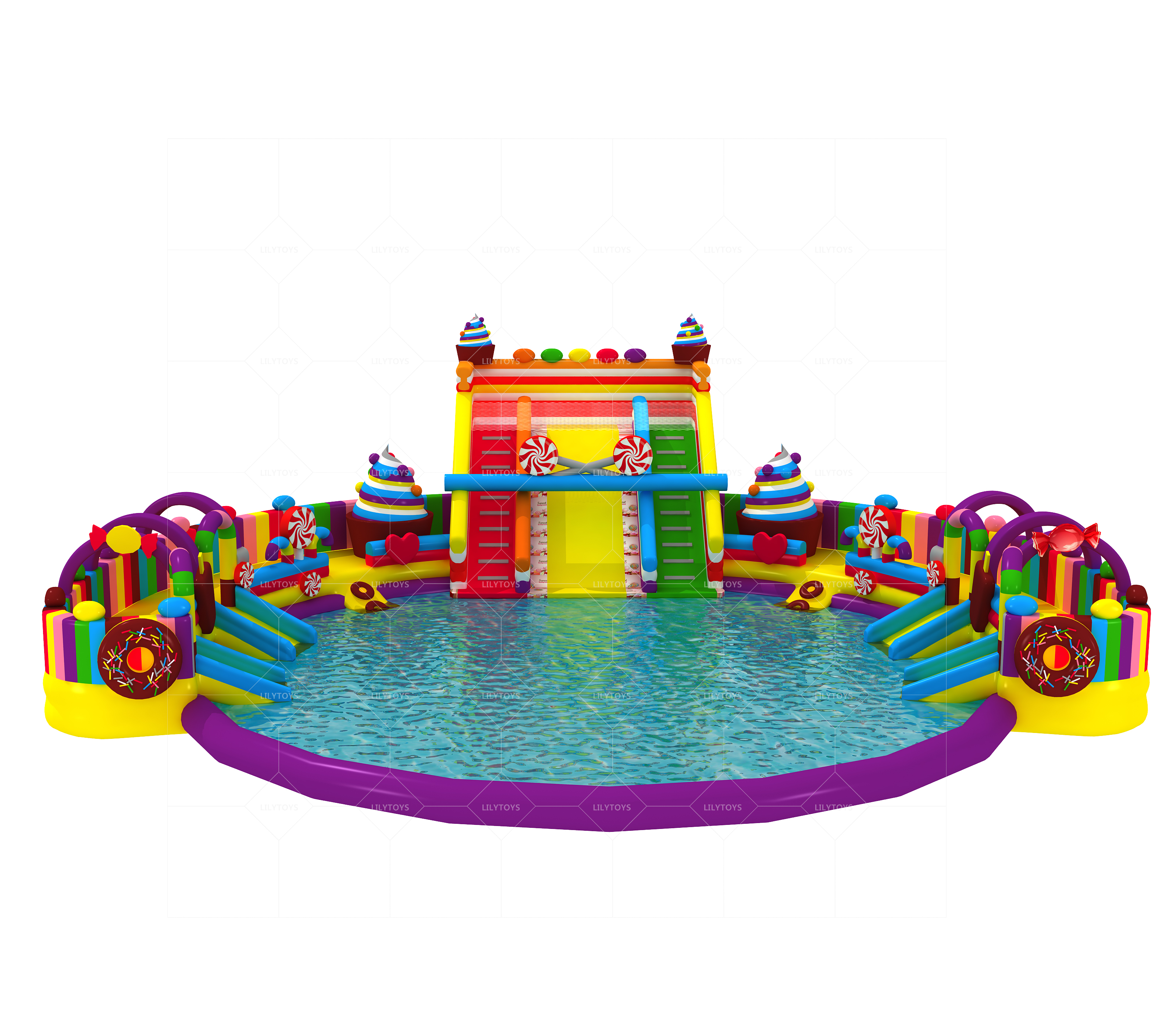 Lilytoys adult/kids play ground equipment candy colors inflatable water park