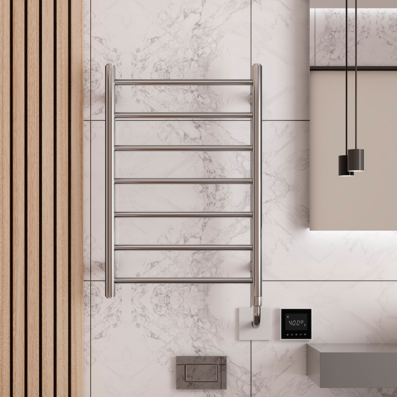 Doz-electric towel warmer-concealed radiator-chrome-smart control panel-bathroom-CE