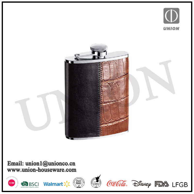 Factory direct sale 304 stainless steel Hip flask 6oz hip flask Flask 6oz bonder leather