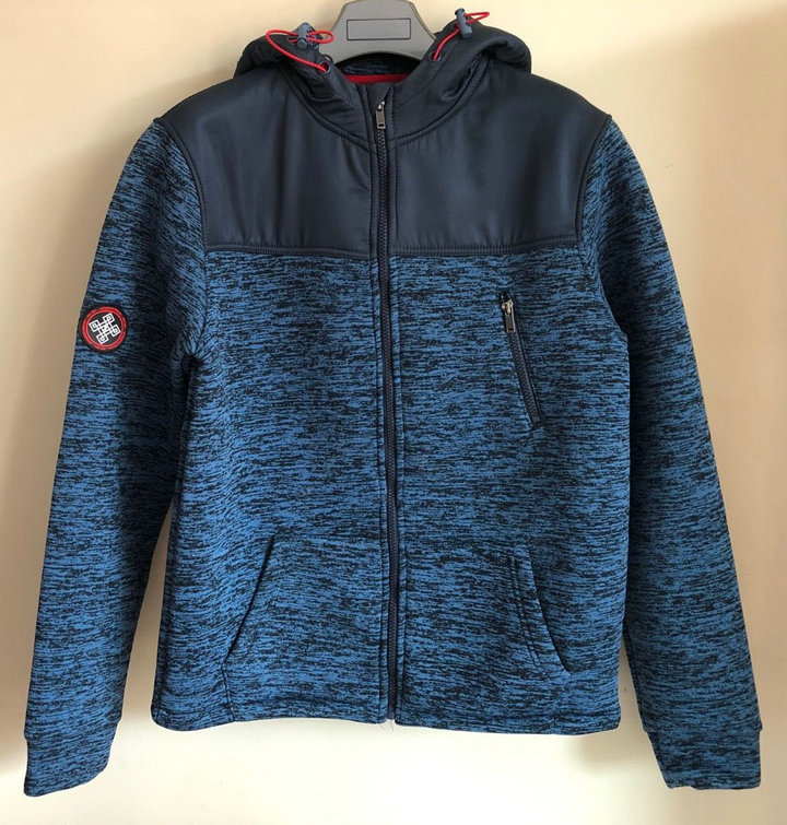 Mens Combined Fabric Zip Thru Hood Jacket