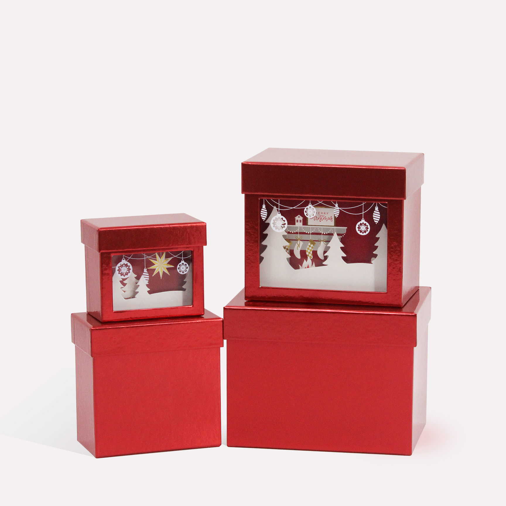 3D Card Rectangle Christmas Gift Packing box 4/Set