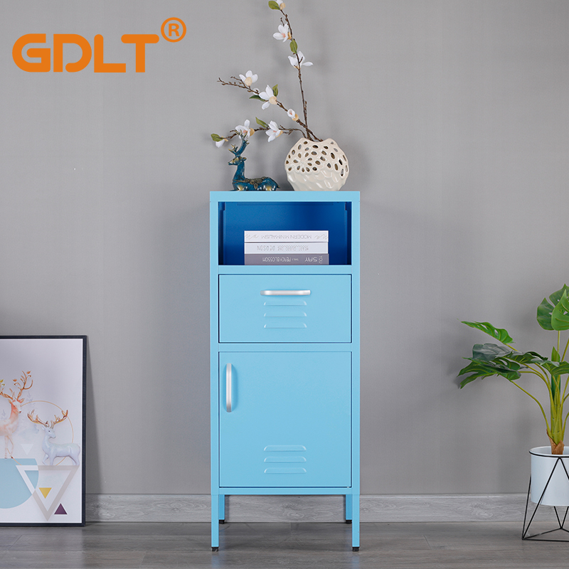 Household simple high-foot steel single door single drawer storage cabinet