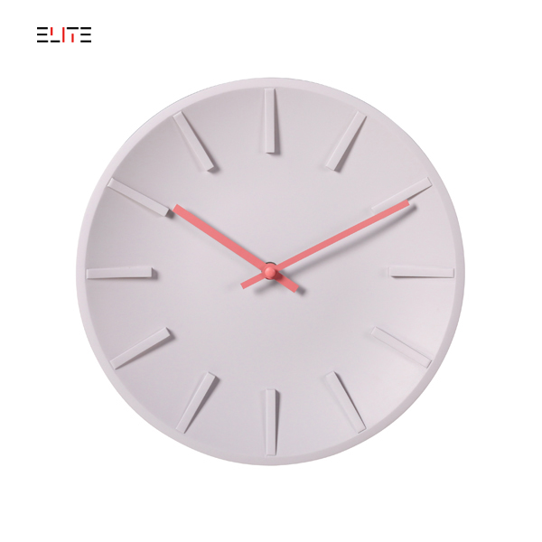 12” frameless plastic clock with embossed hour markings