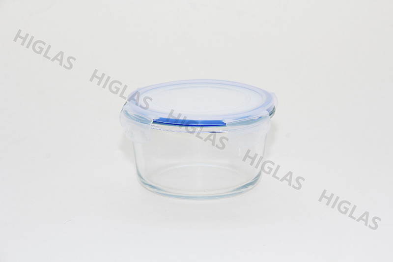 1.1l/0.8l Round Borosilicate Glass High Food Container With Pp Lid