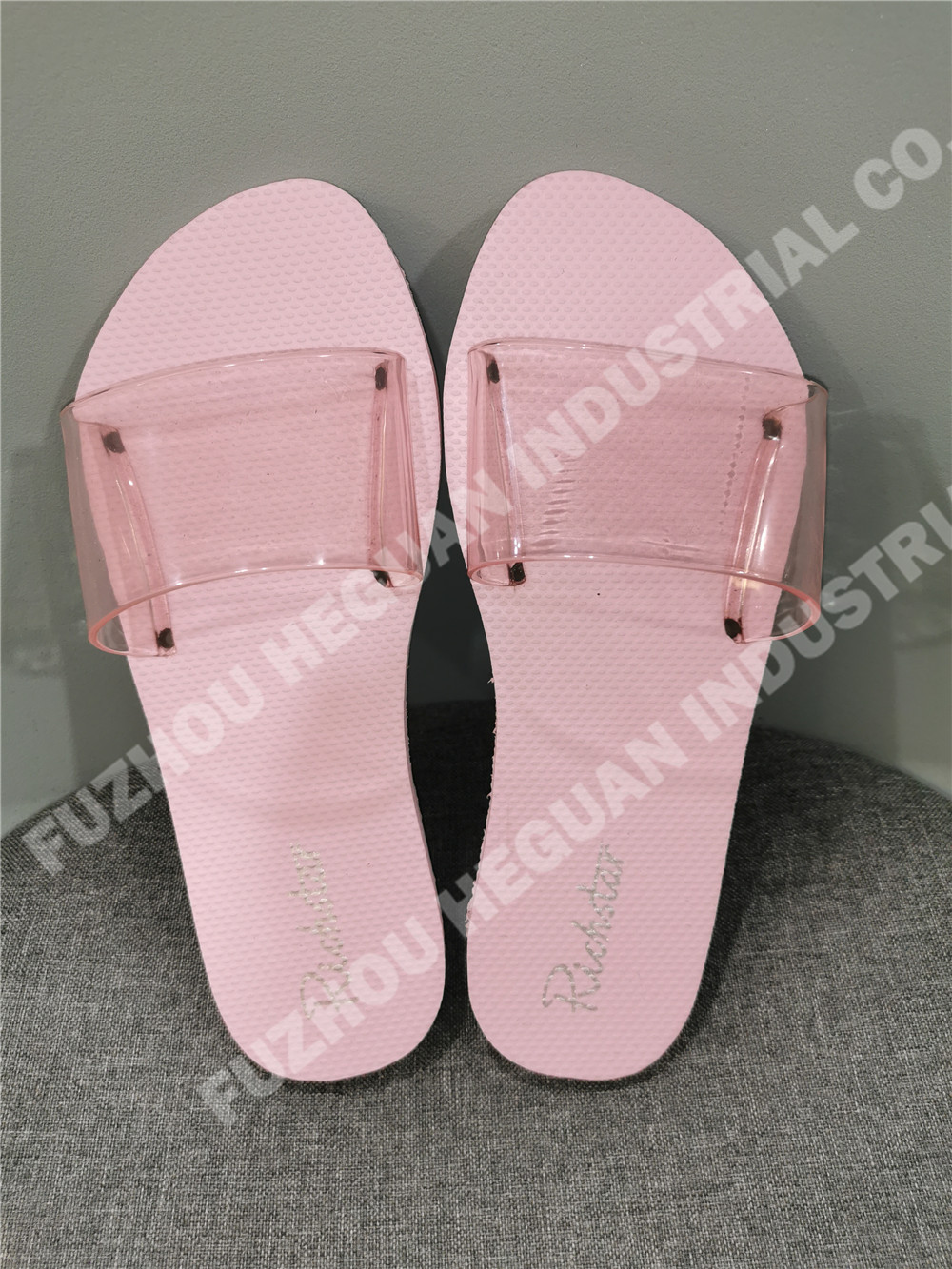 transparent upper logo printing lady slider slipper