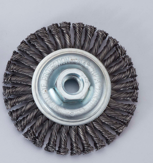 Stringer bead Twisted Knot wire wheel brush with nut