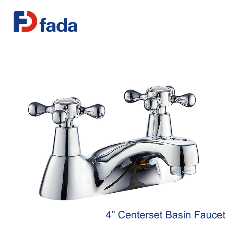 4" centerset double handles chroming basin faucet