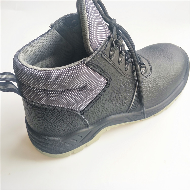 Black PU outsole steel toe leather safety shoes
