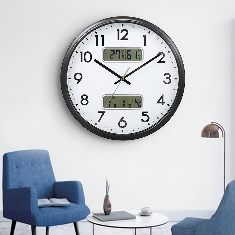 Plastic wall clock with LCD show