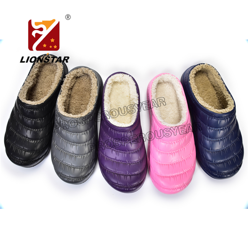 New design fur linging warm winter eva clogs