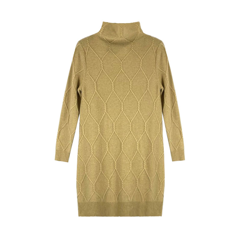 Women's Transposition Turtleneck 100%Cashmere pullover Sweater Shift Dress