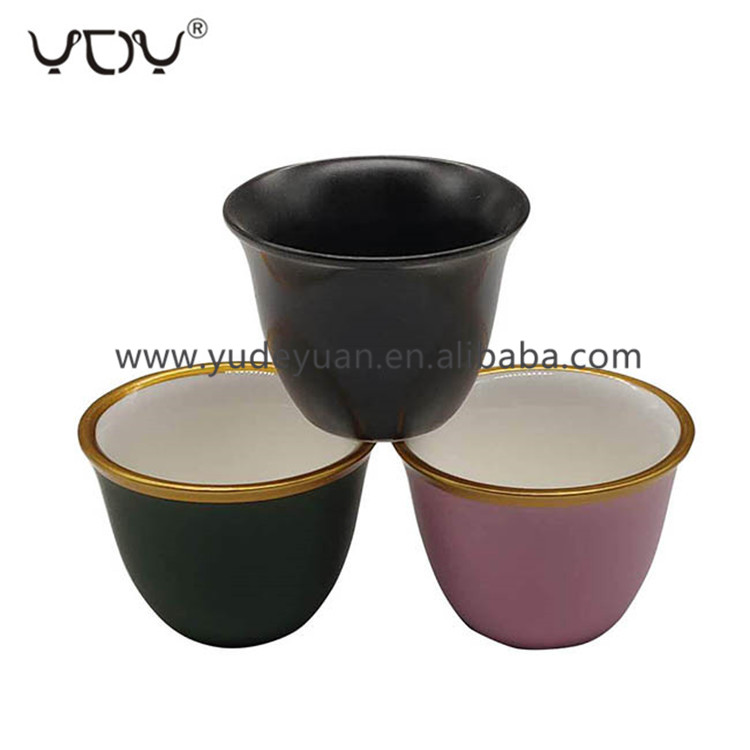 2020 matte printing gold rim new bone ceramic arabic cawa coffee cup