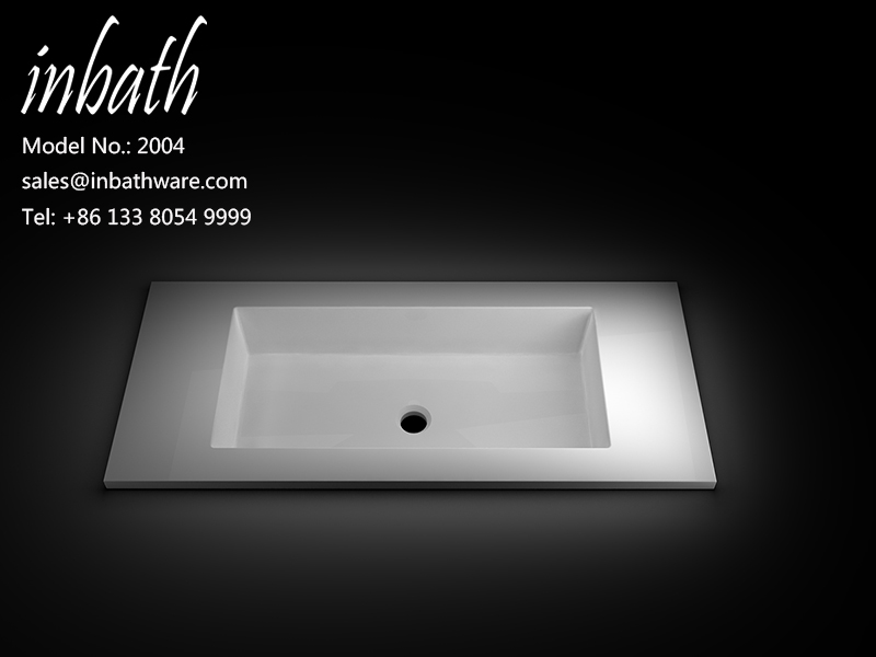 resin stone above counter basin