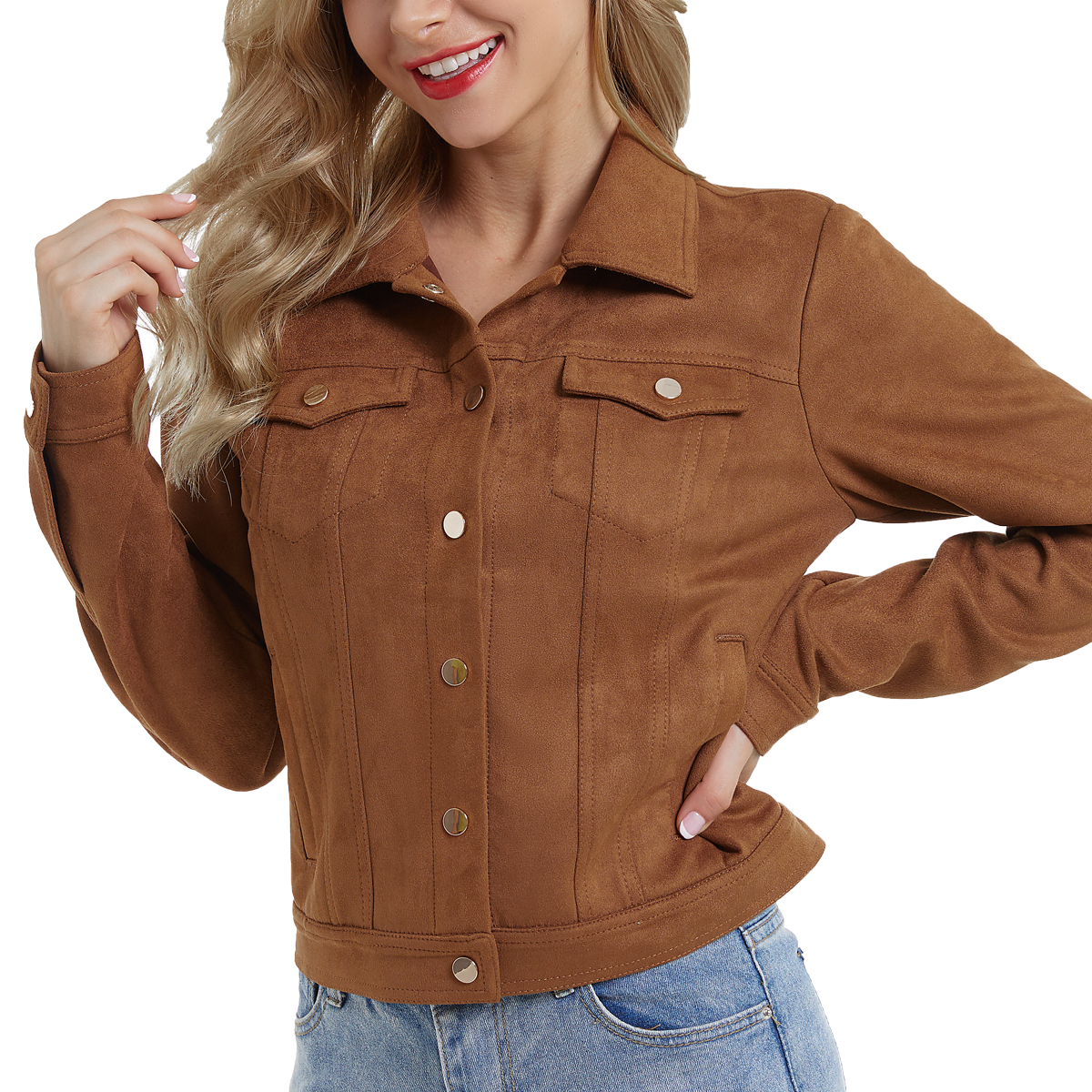 Women's Faux Suede Jacket Coat, Short Outwear R19-606