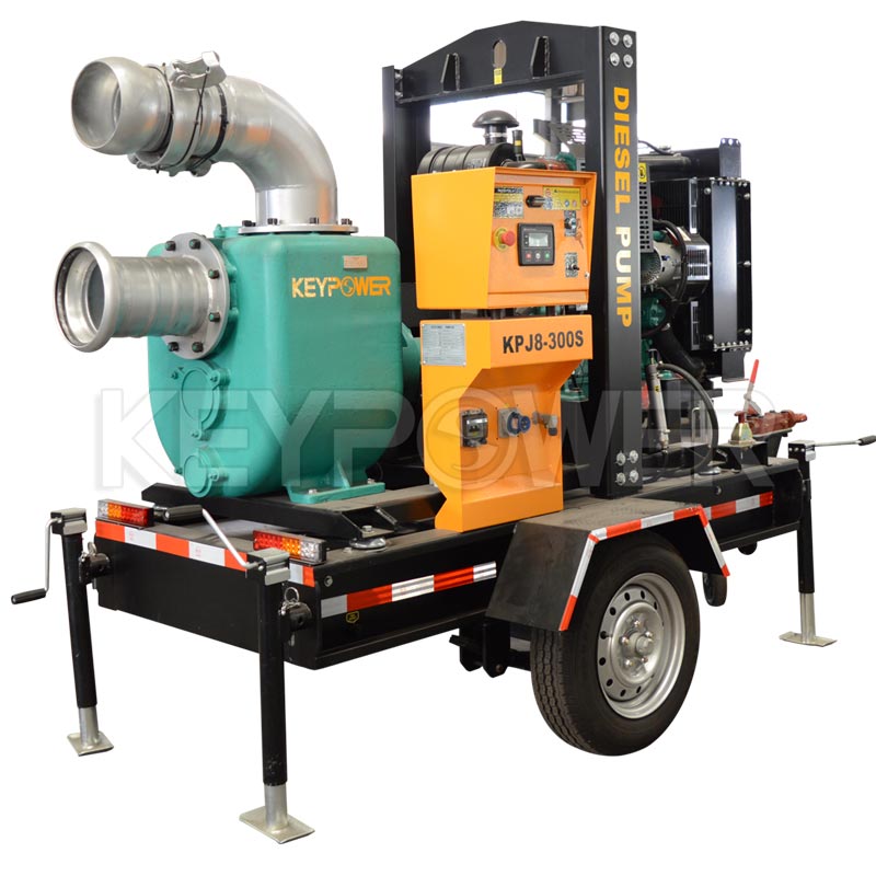 Keypower 8'' Centrifugal Self-Priming Dewatering Sewage Diesel Pump Set with trailer