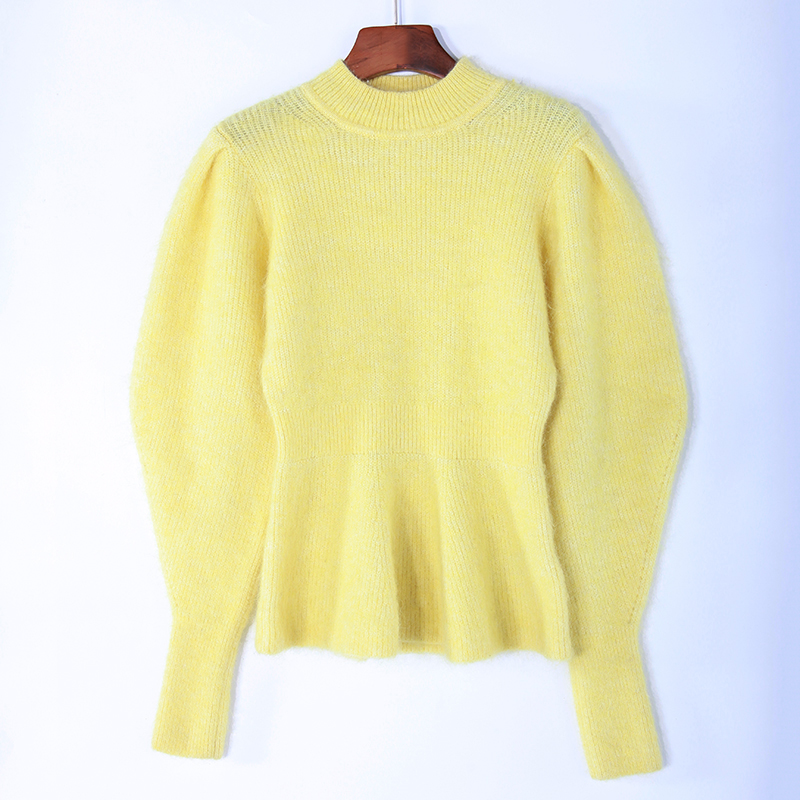 Women knitted pullover sweater with half neck