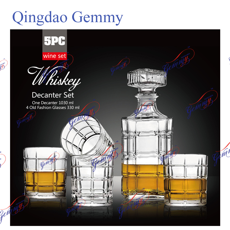 5PCS Whisky Glass bottle + Wine Cup set