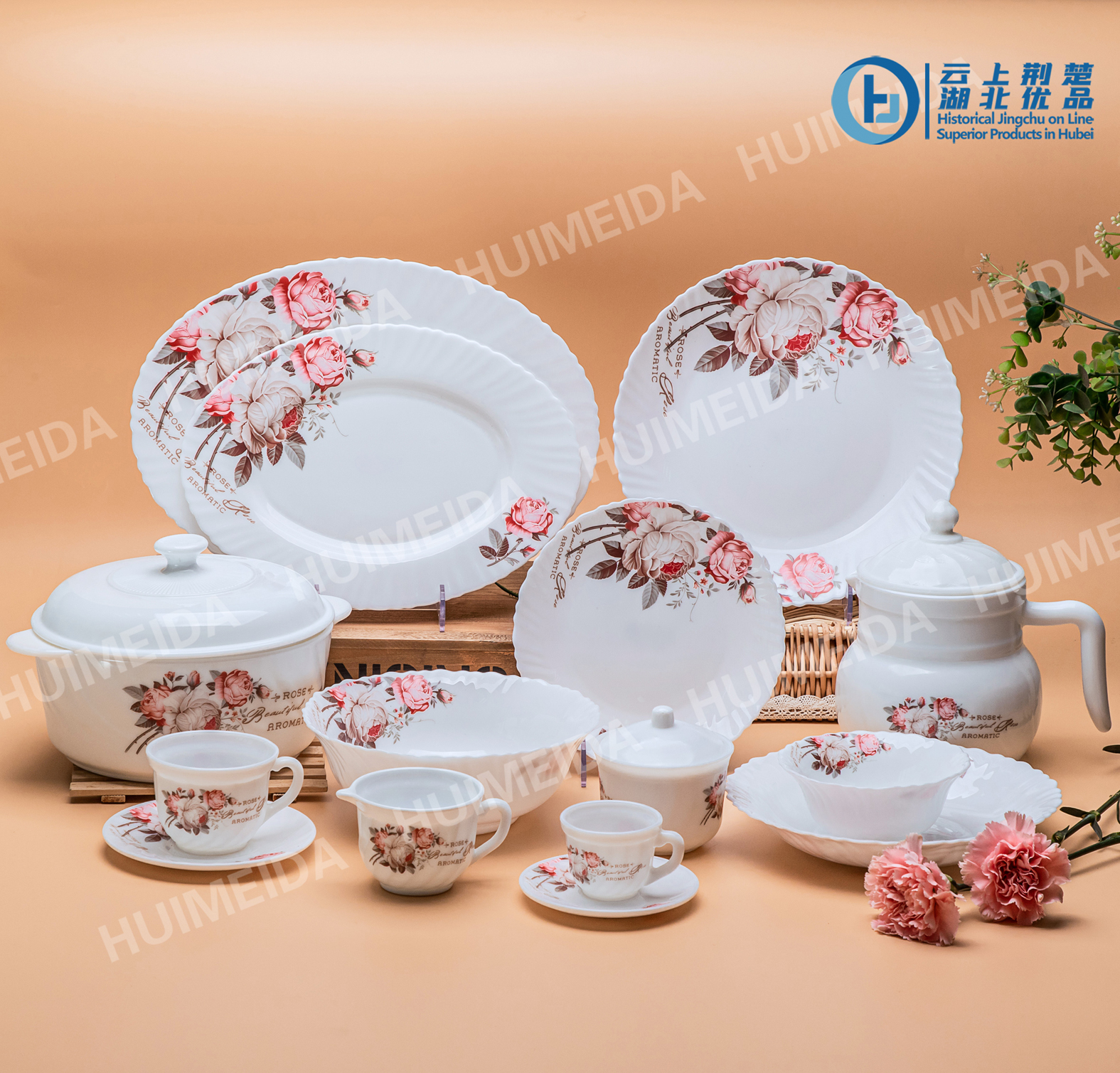 Opal Glass Opal Glassware Dinner Set Glassware 58pcs Spining