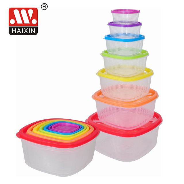 7pcs Food Container Set with Lids Meal Prep Food Storage Container Square Rainbow Storage BPA Free