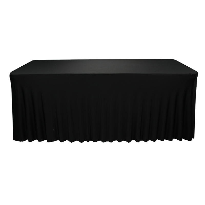 Wholesale rectangle pleated spandex table cloth stretch table skirt for party