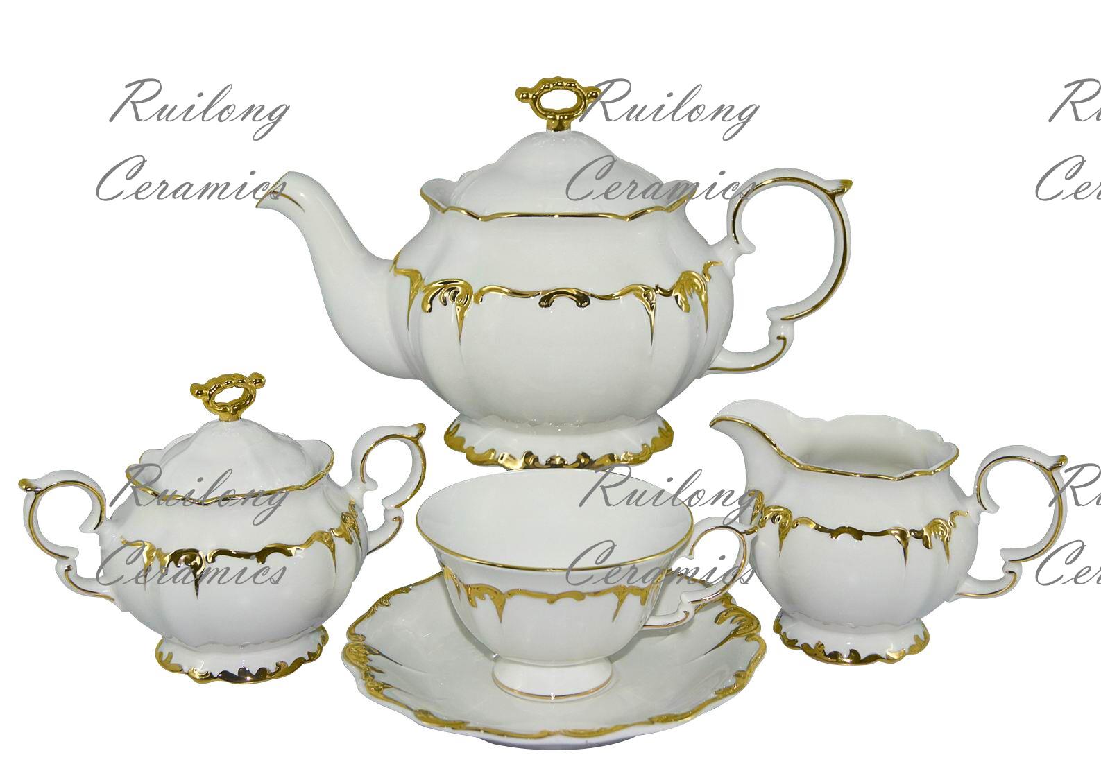 Factory customize modern high end afternoon tea dessert ceramic teaset