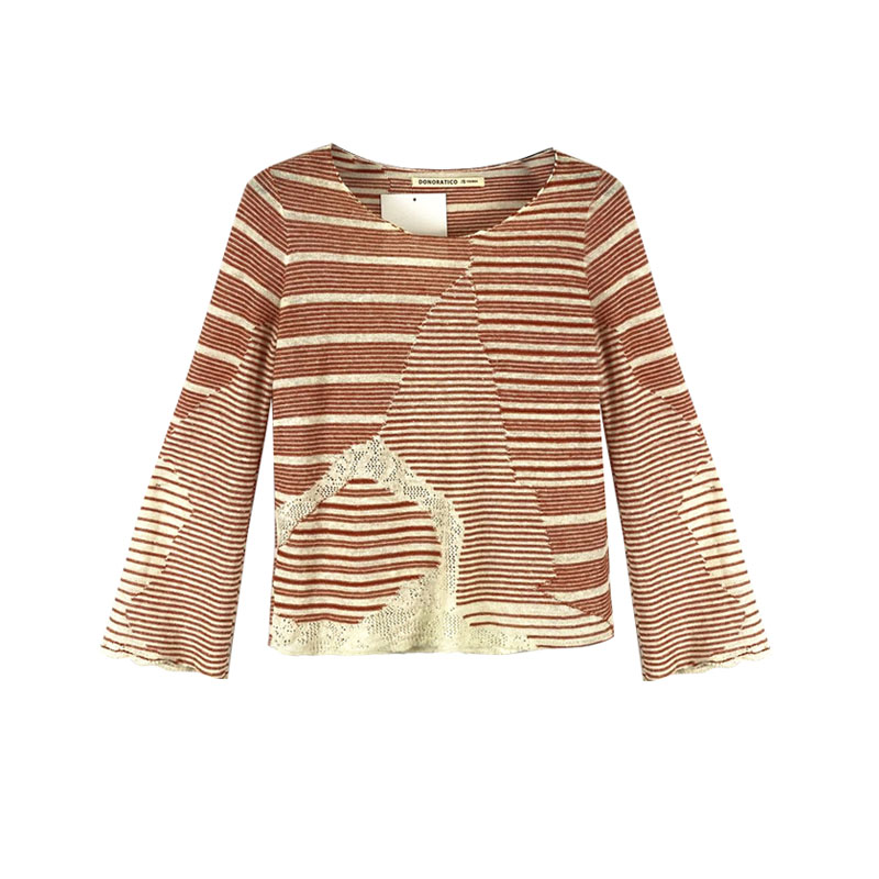 Women's Crewneck Linen Jacquard pullover Sweater