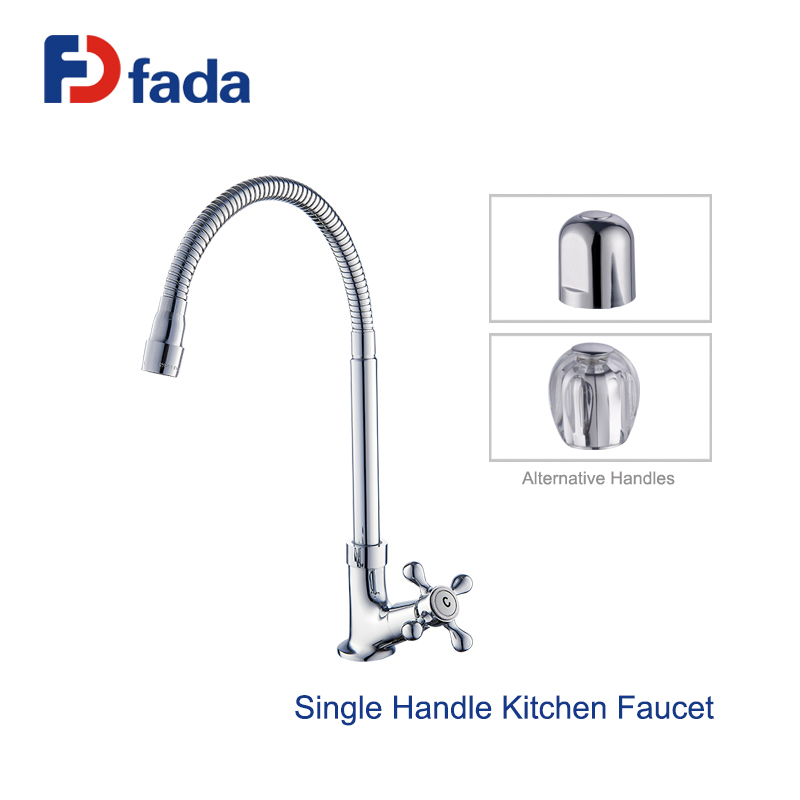 Cross single handle deck mounted kitchen faucet