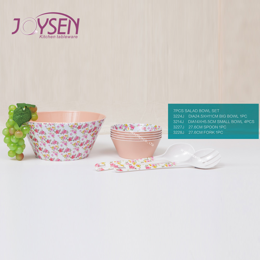 7PCS Melamine Salad Bowl Set, two tone bowl, single piece or set selling