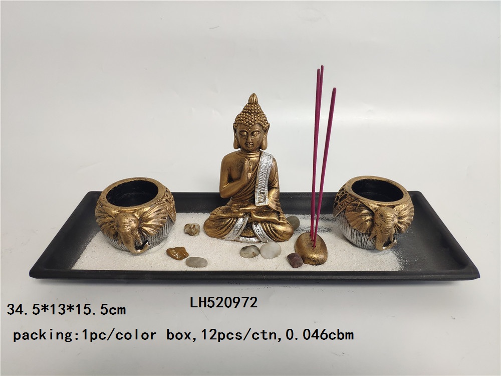Buddha candle holder set zen garden
