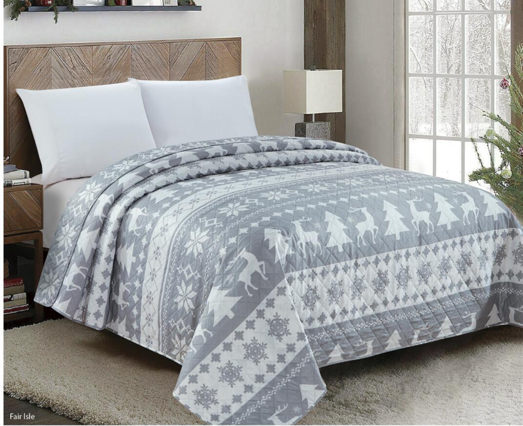 Christmas Print Design Ultrasonic Bedcover/Quilt/Pinsonic Quilts with Pillows