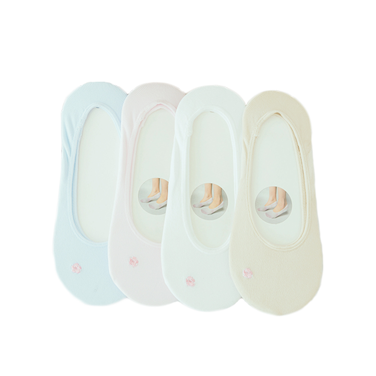 Colorful Lady No Show Embroidery Cut Liner Invisible Ankle Socks
