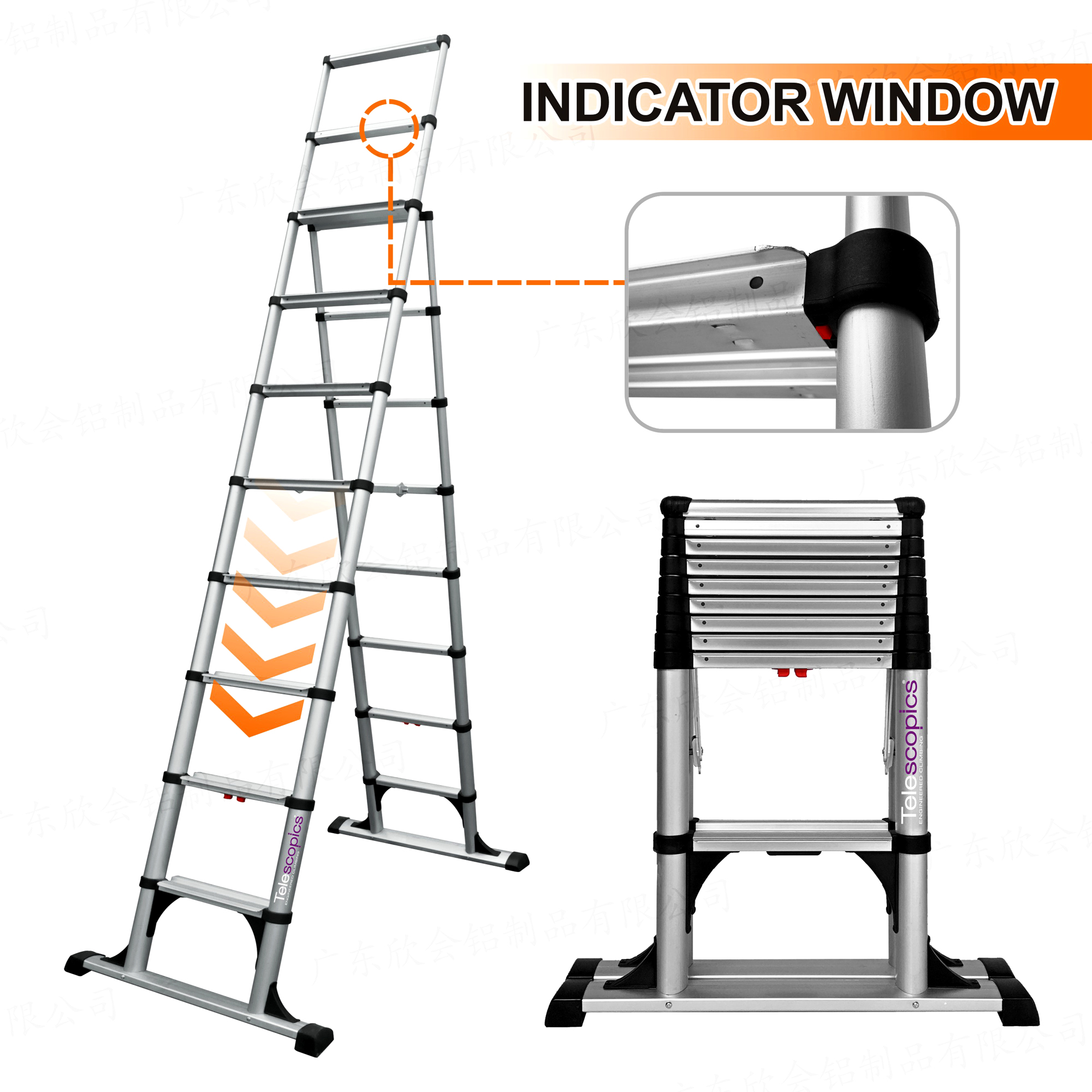 14 ft Reach Professional Wide Step Telescoping A-frame Ladder