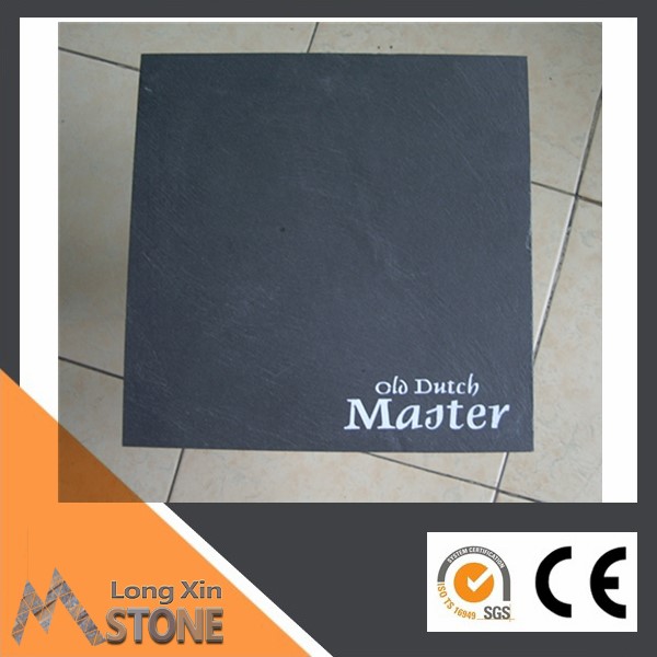 China natural black slate tablemat with white printing logo