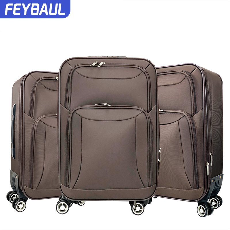 Cheap price soft Polyester luggage travel trolley suitcase business bags cases