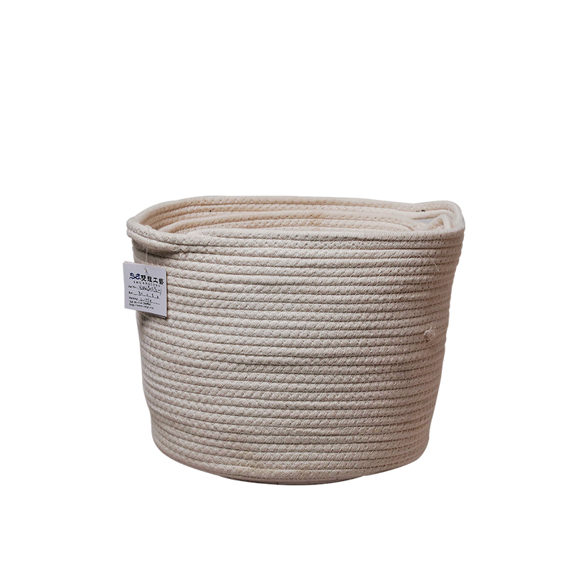 Customized Rope Storage Baskets Off White Cotton Rope Woven Nursery Bins Cotton Baskets.