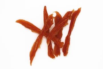 Dried duck strips for dog treats