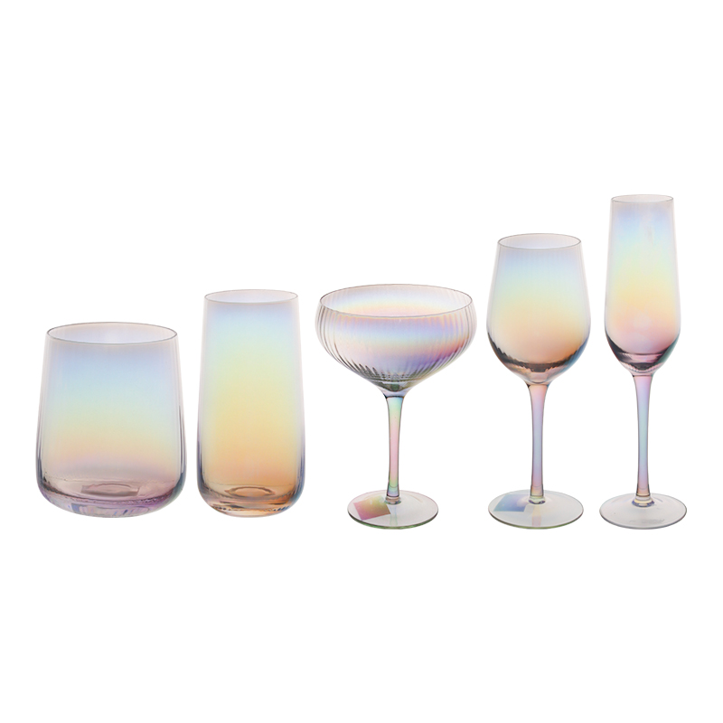 Set of stream line plating wine glass