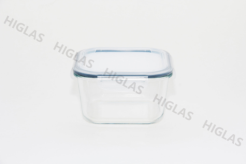 1.4l/0.95l Square Borosilicate Glass High Food Container With Matt Pp Lid
