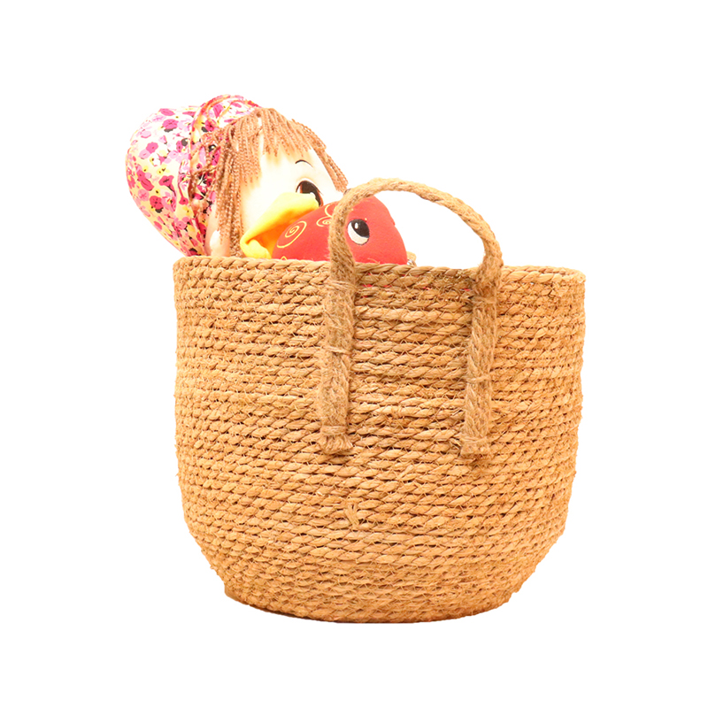 Rush Basket Woven Storage Basket with Handles Natural Rush Laundry Basket Toy Towels Blanket Basket Home Decor