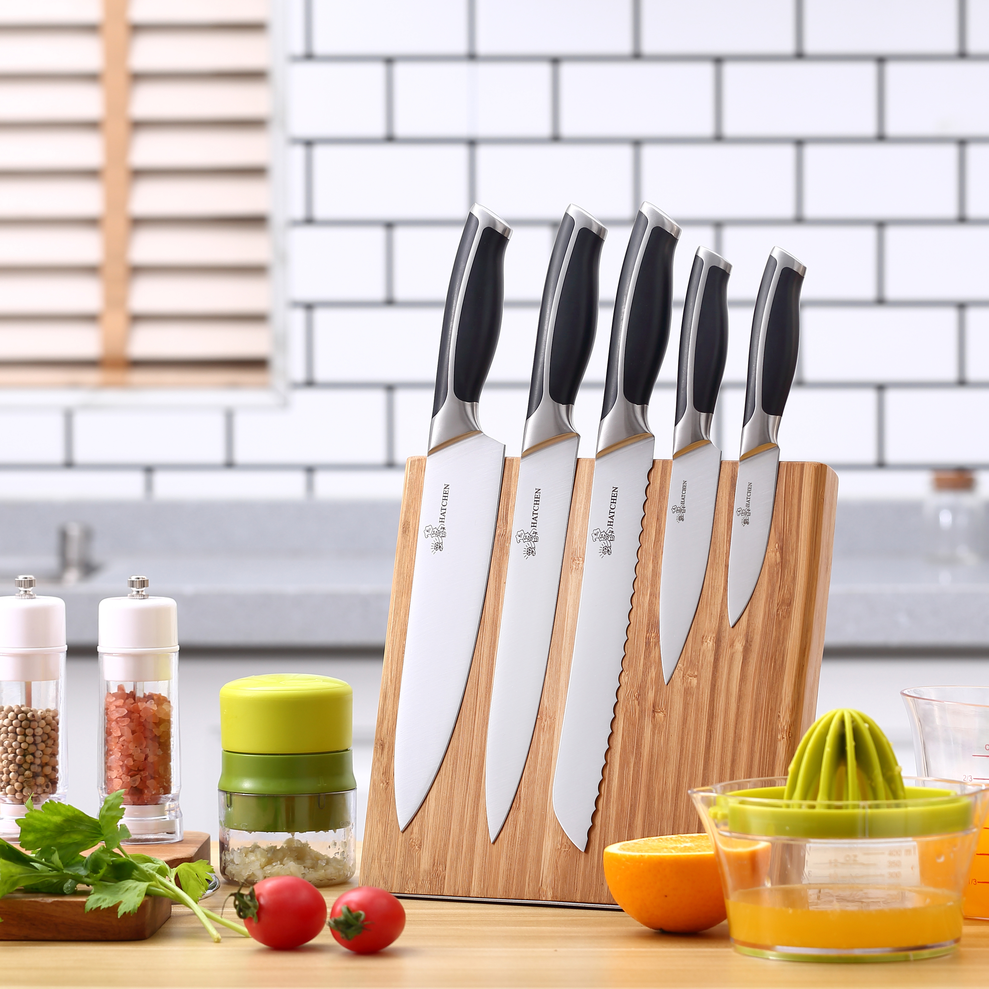 HY01 6pcs ABS handle kitchen knife set