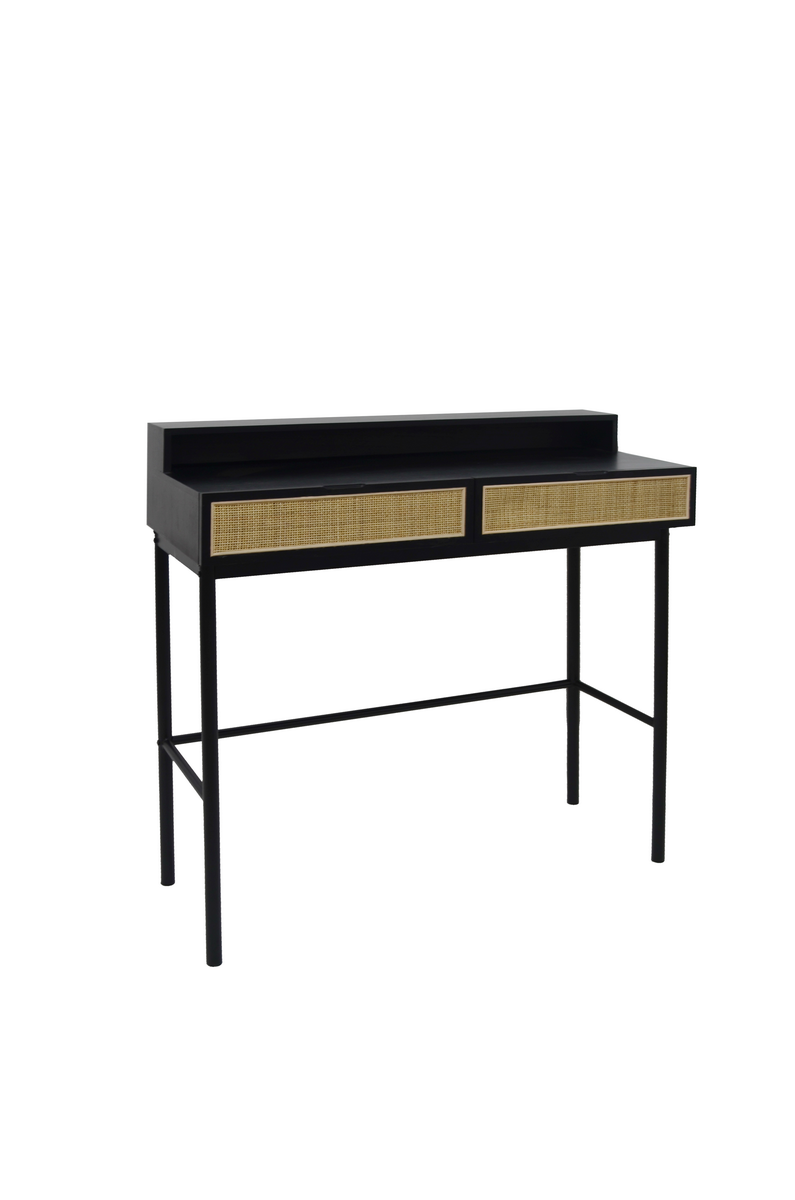 rattan console table with ironwork foot
