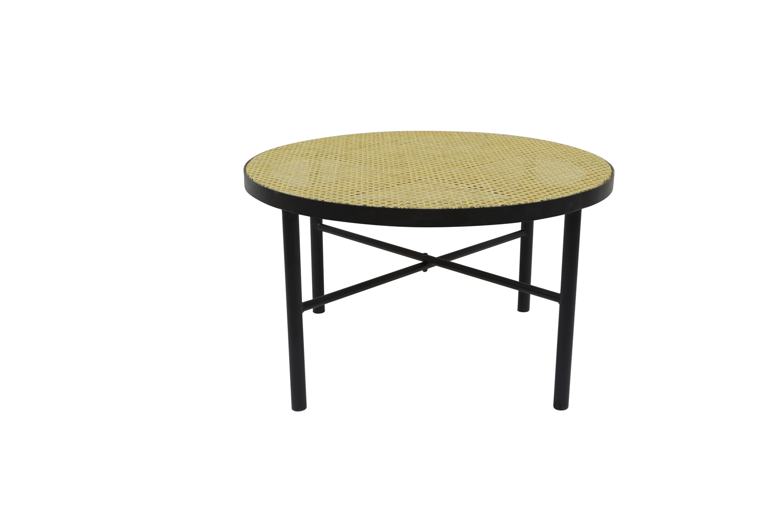 Ironwork coffee table with rattan design